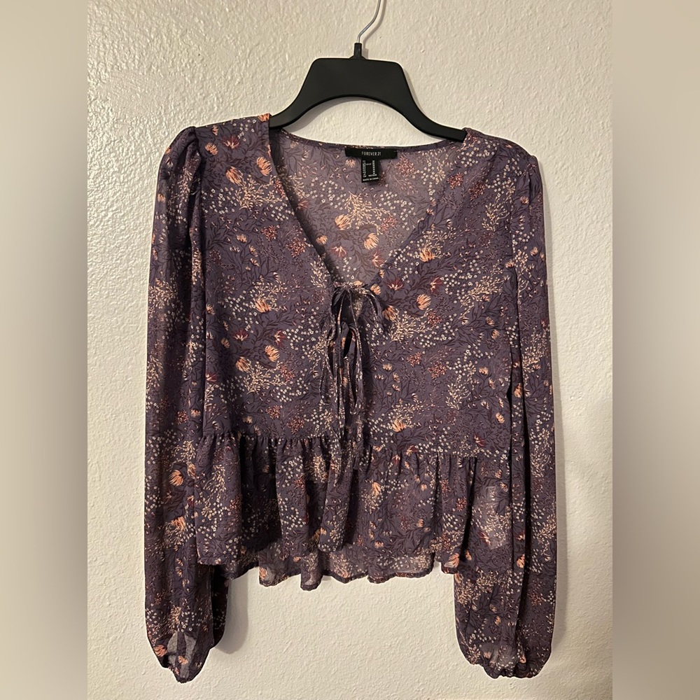 Forever 21 Purple Floral Blouse